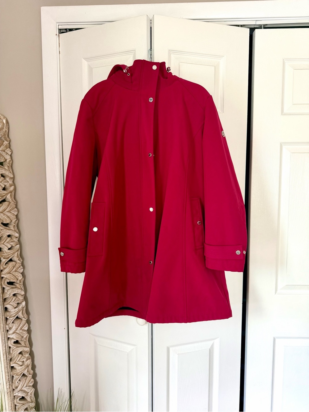 Calvin Klein Plus Size 1X Magenta Hooded Softshell Rain Jacket Coat